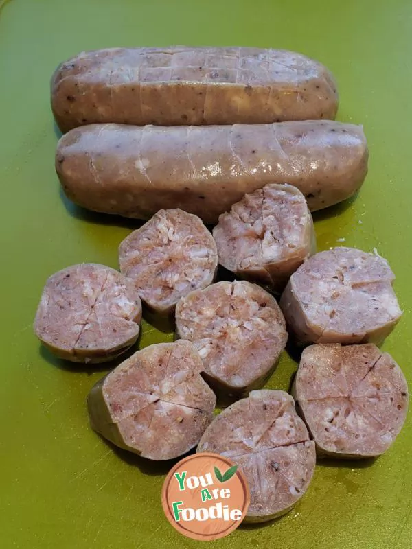 Garlic flavored potato sausage (air frying pan version)