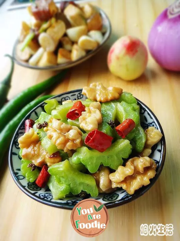 Stir fried bitter melon with walnut