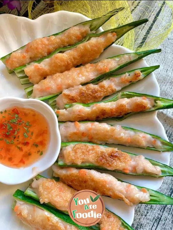 Sauteed shrimp and stuffed Okra