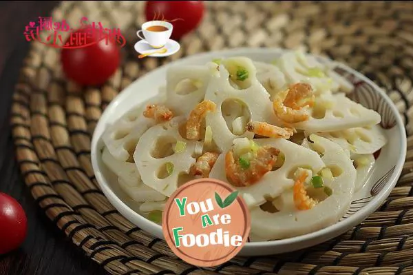 Lotus root slices with sea rice and scallion oil