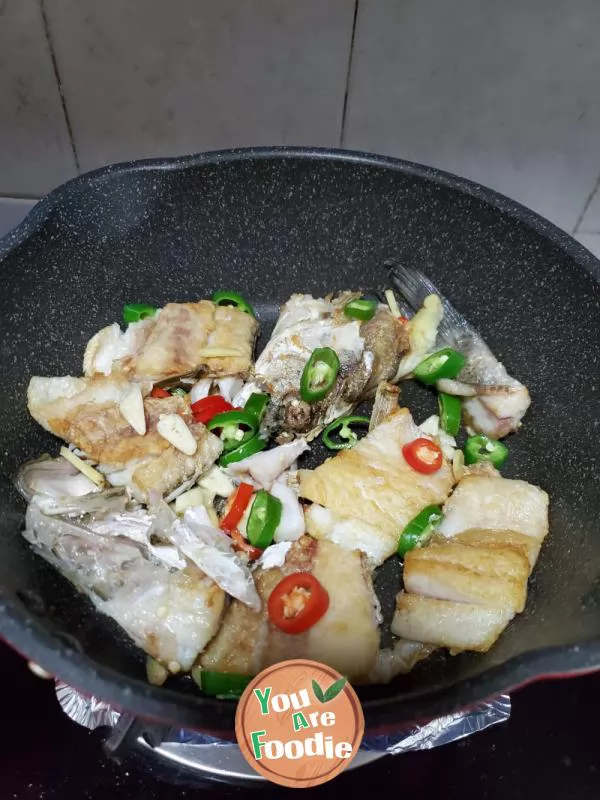 Pan fried salted sea bass