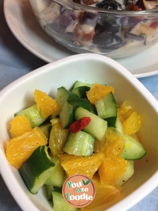 Cucumber and orange salad [traditional salad] fresh taste [two color salad]