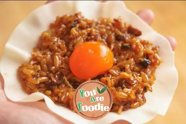 Braised wheat with egg yolk and pork floss