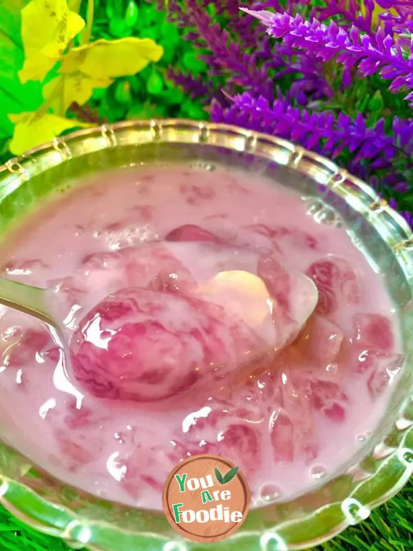 Coconut flavored Purple Potato and White Fungus Soup