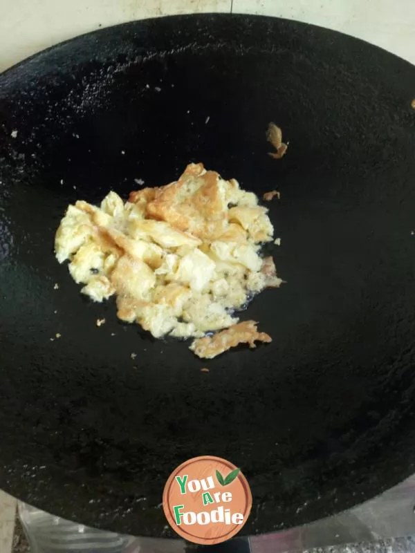 Fried egg with celery and agaric