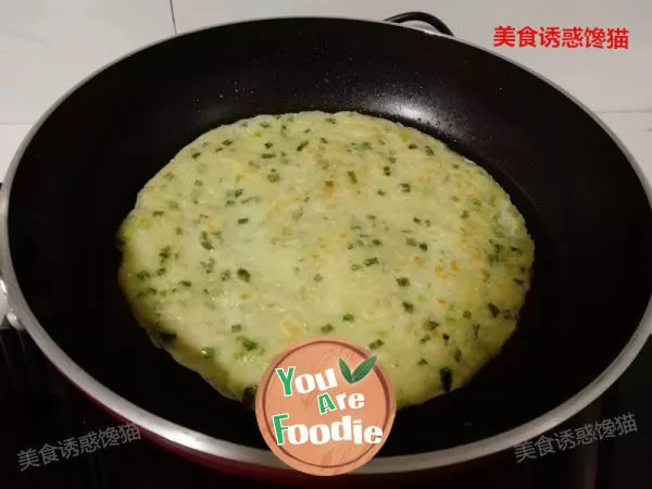 Fried pancake with egg and scallion oil