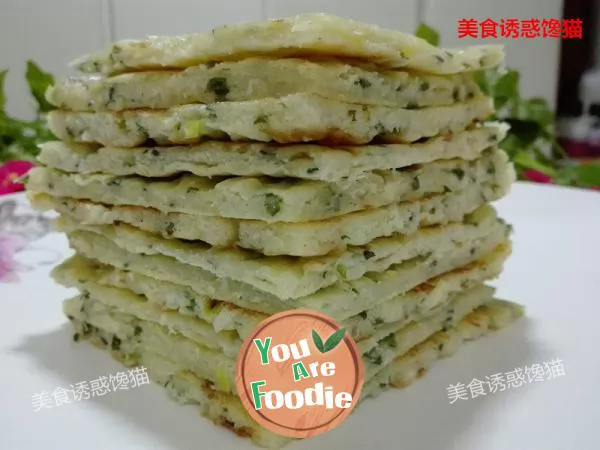 Fried pancake with egg and scallion oil
