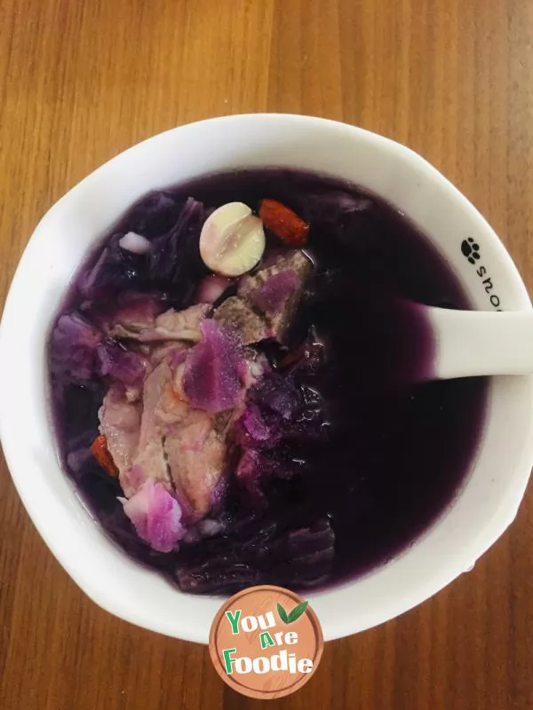 Dragon bone purple potato soup