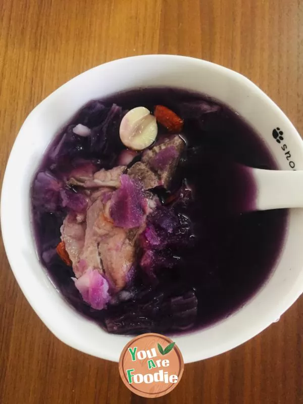 Dragon bone purple potato soup