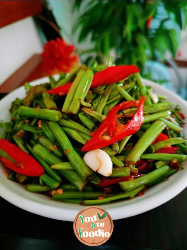 Stir fried cabbage stalks