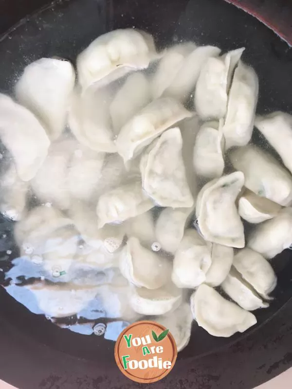 Boiled meat dumplings with leeks