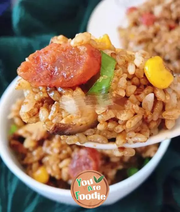 Sausage-and-Onion-Grilled-Rice