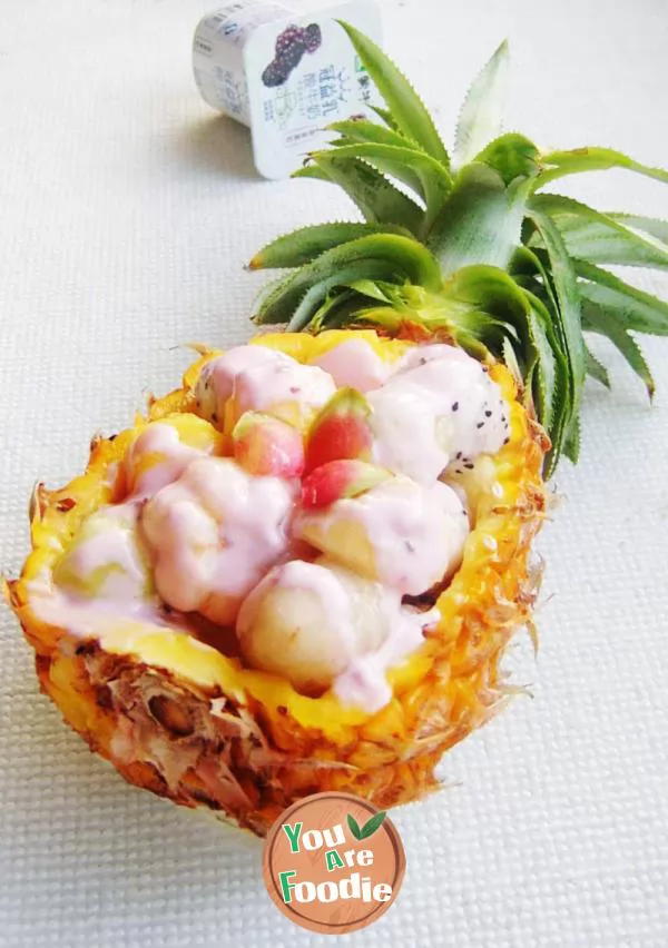 Pineapple boat fruit salad