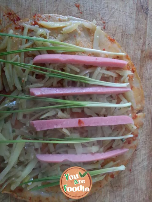 Ham rolls with shredded potatoes (with fried shredded potatoes)