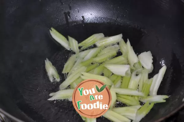 Fried lily with celery and pumpkin