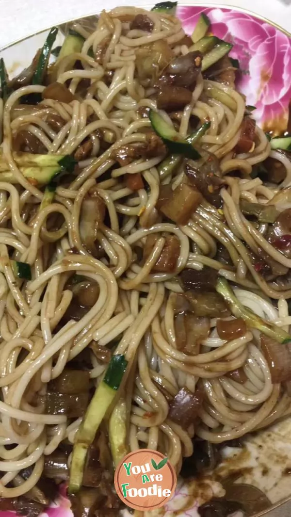 Korean fried noodles with soy sauce