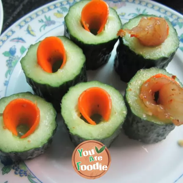 Raw fish rolls with cucumber