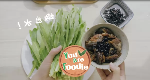 Stir fried wheat sprouts with dace and black bean sauce