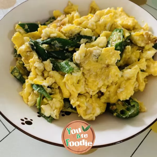 Fried okra with eggs