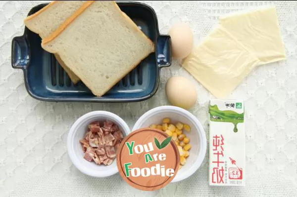 Very simple, salty cheese bacon egg milk toast, toast pattern eating method