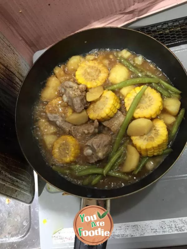 Stewed spare ribs with beans (northeast random stew)