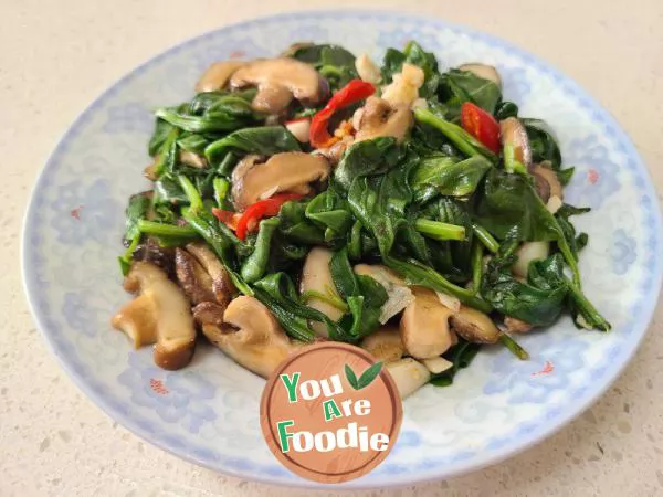 Stir fried Mushroom with Mingyue Grass