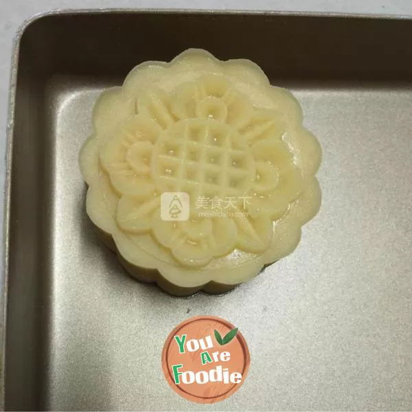 Cantonese style moon cake with lotus seed paste and egg yolk