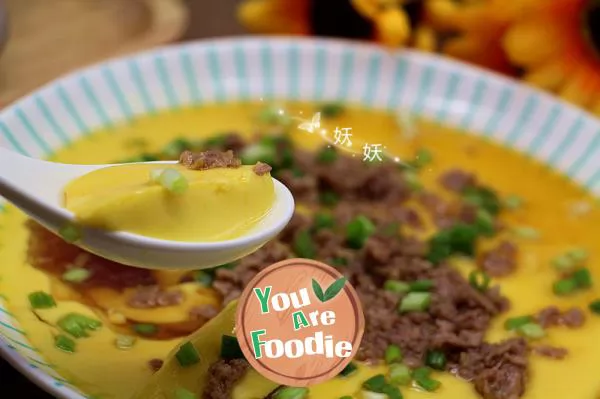 Steamed egg with minced meat