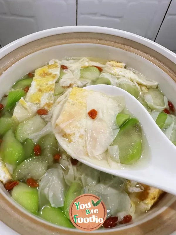 Luffa Tofu Skin Egg Soup