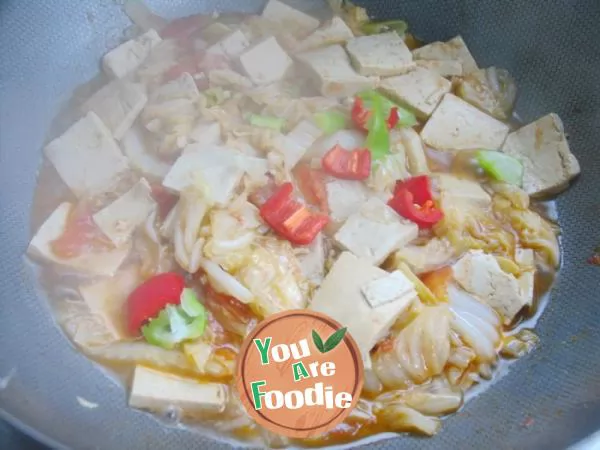 Let you eat hot and comfortable -- fried tofu with Chinese Cabbage
