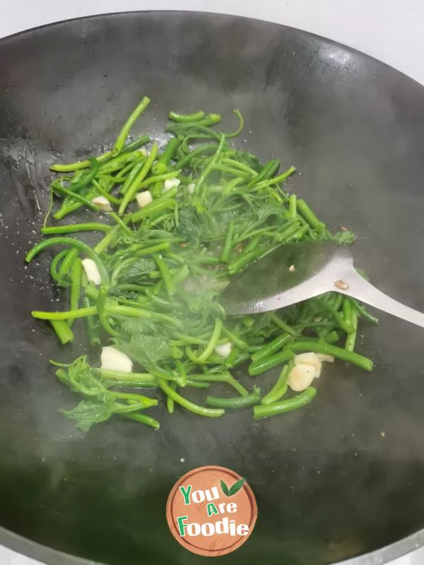 Stir fried pumpkin seedlings