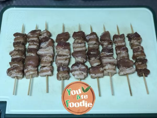 Air fried pork skewers