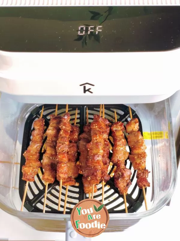 Air fried pork skewers