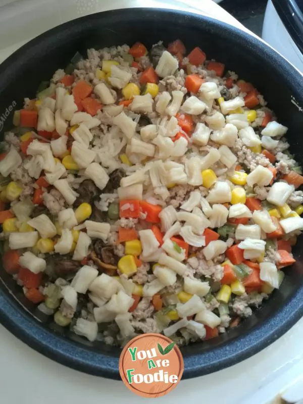 Salted rice with fresh vegetables