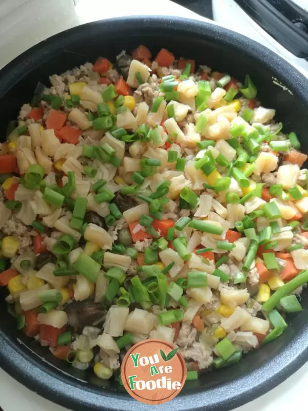 Salted rice with fresh vegetables