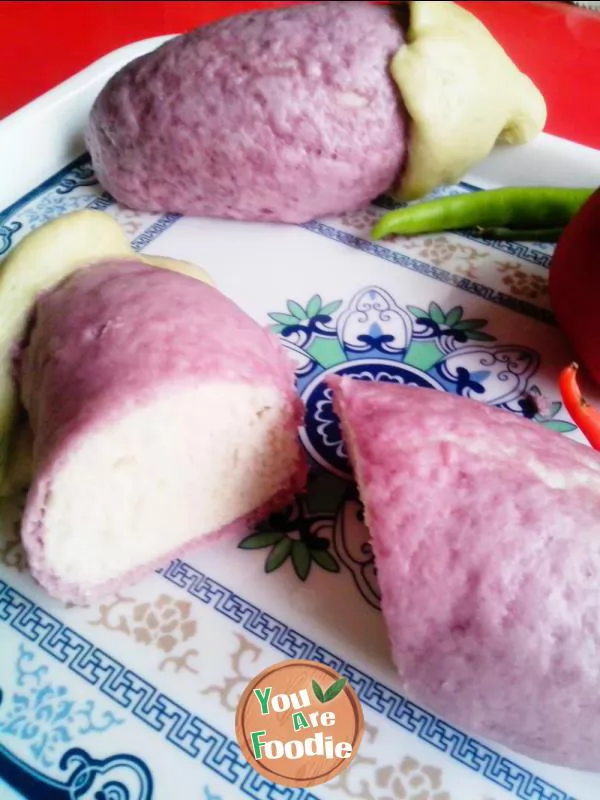 Pictographic eggplant steamed bread