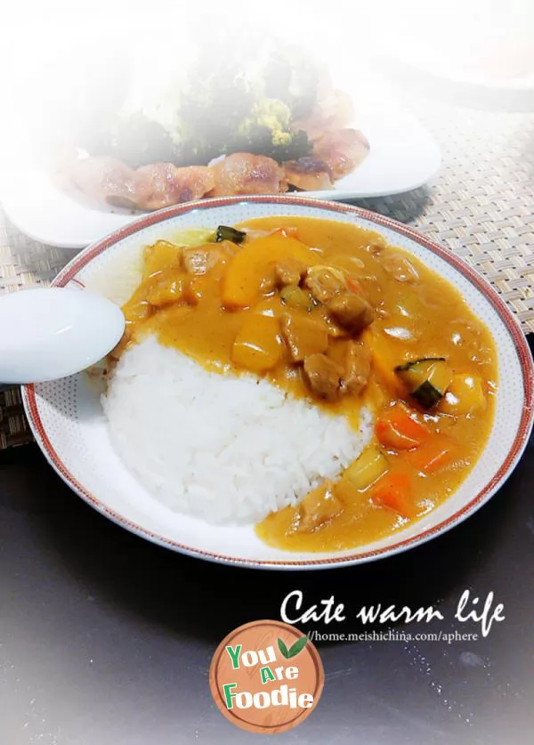 Rice with curry meat