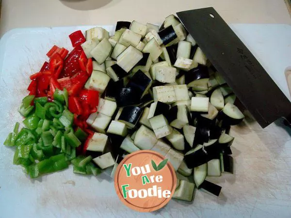 Stir fried diced eggplant