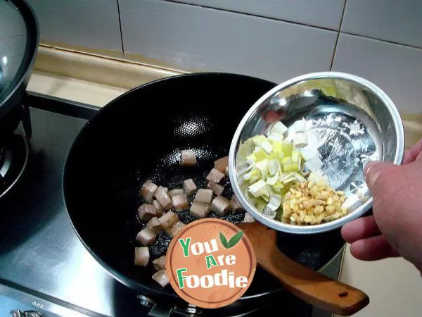 Stir fried diced eggplant