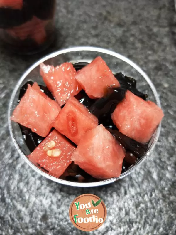 Watermelon, red bean and coconut milk cup