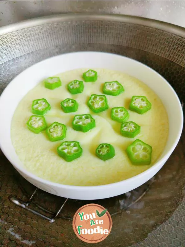 Steamed egg with okra