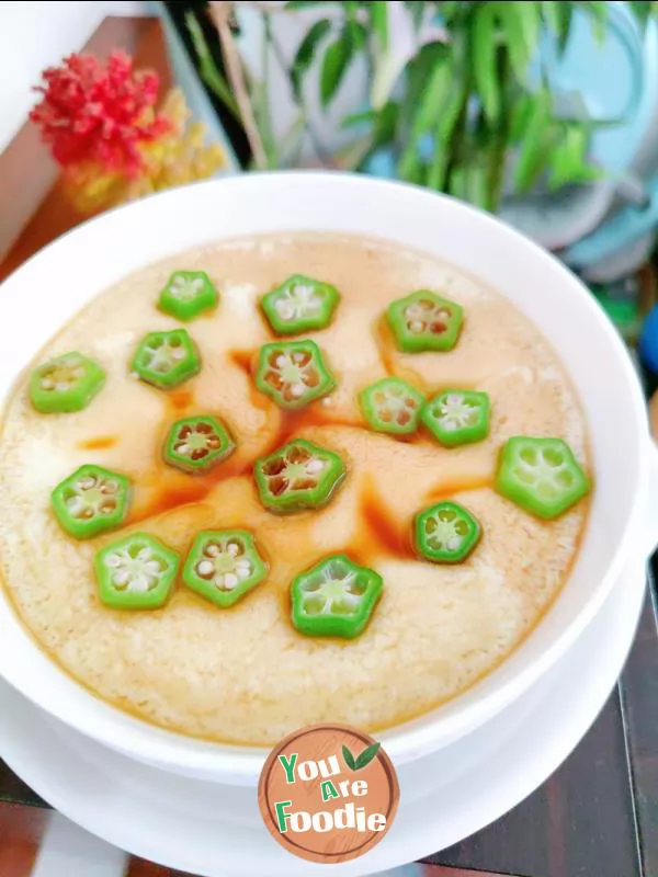 Steamed egg with okra