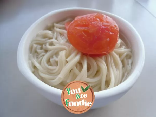 Noodles in tomato soup