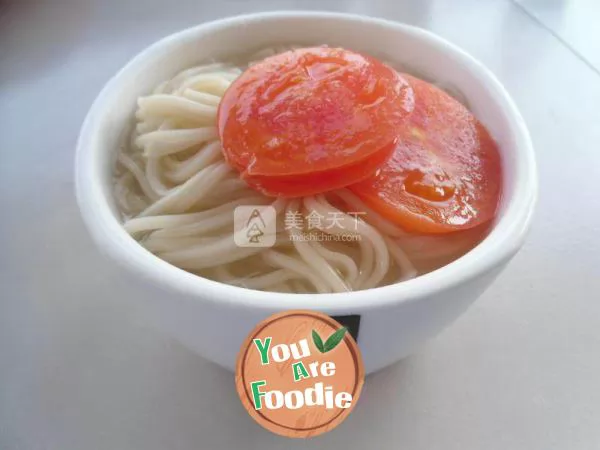 Noodles in tomato soup