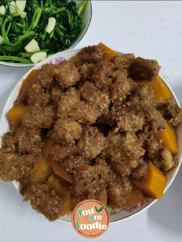 Steamed-pork-with-pumpkin-powder