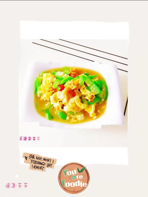 Fried egg with towel gourd
