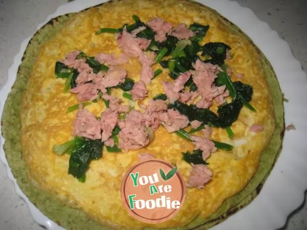 Tuna cheese egg spinach roll