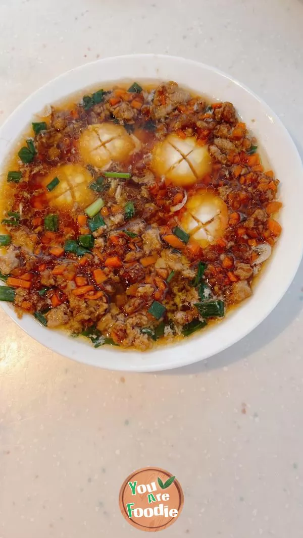 Minced egg and meat