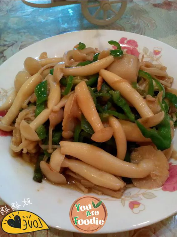 Fried Seafood mushrooms with pepper