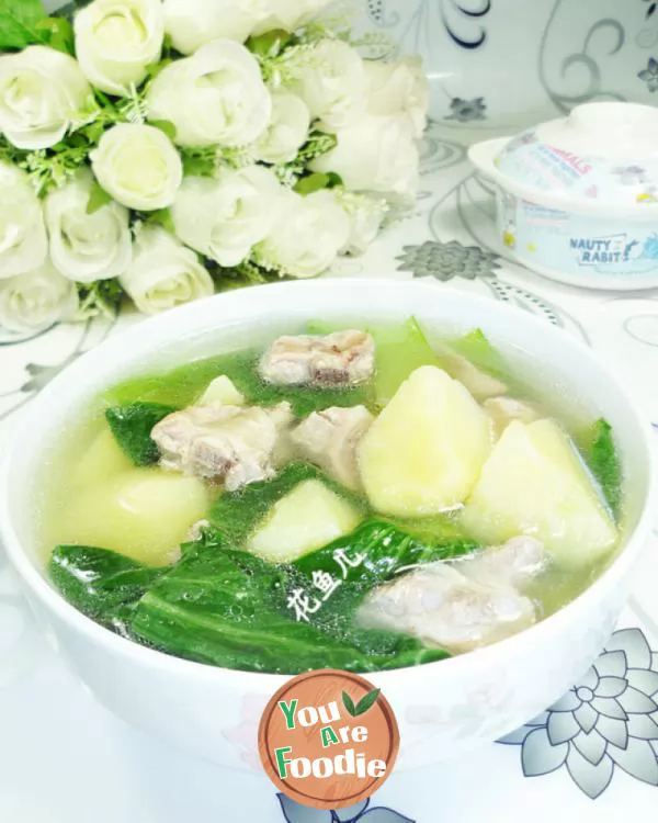 Pork ribs soup with vegetables and potatoes